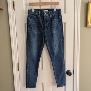 LOFT dark wash high rise skinny ankle jeans size 8